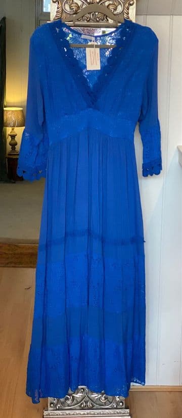 Tiered Lace Maxi Dress - Blue