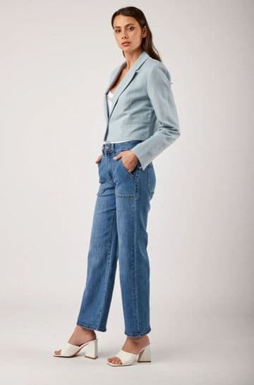 Toxik3  Wide Leg Jeans - Blue Denim (Slightly Faded)