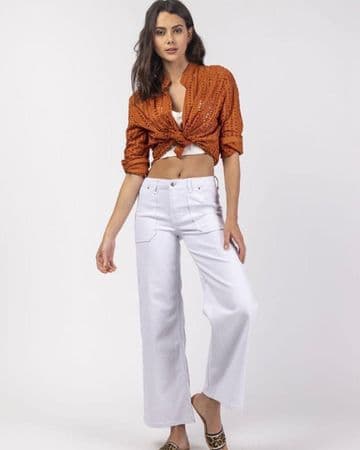 Toxik3  Wide Leg Jeans - White