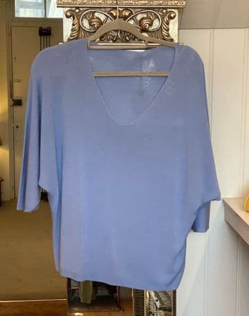 V Neck Light Jumper / Top - Denim