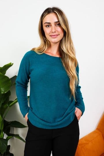 V Neck Light Jumper / Top - Denim Blue