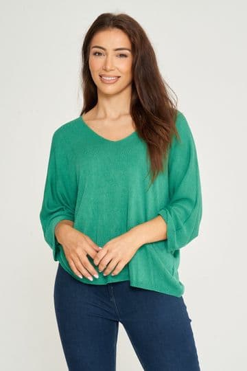 V Neck Light Jumper / Top - Green