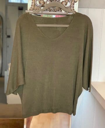 V Neck Light Jumper / Top - Khaki