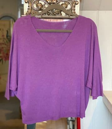 V Neck Light Jumper / Top - Lilac