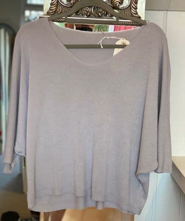 V Neck Light Jumper / Top - Pale Grey