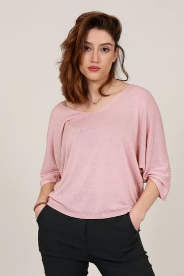 V Neck Light Jumper / Top - Pale Pink