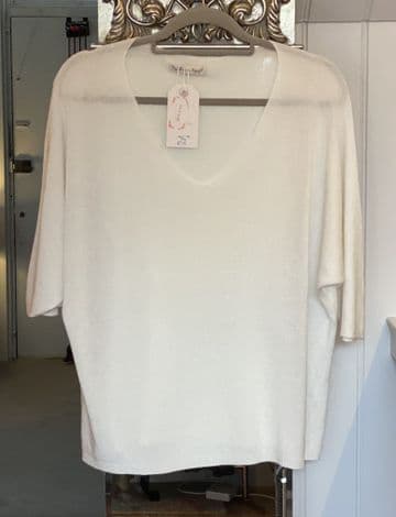 V Neck Light Jumper / Top - Winter White