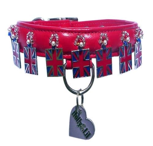 Cool Britannia charm dog collar