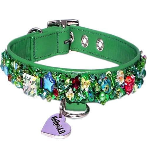 Emerald City. Sequins & Swarovski dog collar