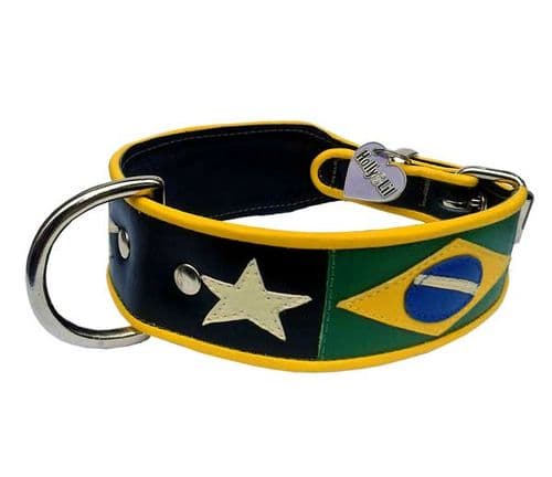 Flying down to Rio Flag of Brazil Dog Collar