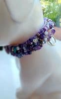 The Amethyst Pearl.  Amethyst dog collar - Holly & Lil Collars Handmade in Britain, Leather dog collars, leads & Dog harnesses.