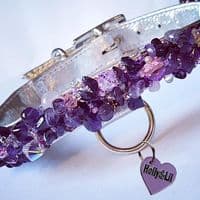 The Amethyst Pearl.  Amethyst dog collar - Holly & Lil Collars Handmade in Britain, Leather dog collars, leads & Dog harnesses.