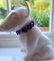 The Amethyst Pearl.  Amethyst dog collar - Holly & Lil Collars Handmade in Britain, Leather dog collars, leads & Dog harnesses.