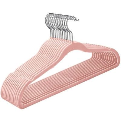 10 Pack Non Slip Pink Velvet Clothes Hangers