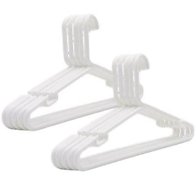 10 Pack Thick Heavy Duty White Plastic Clothes Hangers