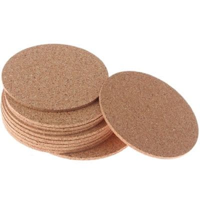 10 Pack Thin Round Natural Cork Drinks Coasters 10cm