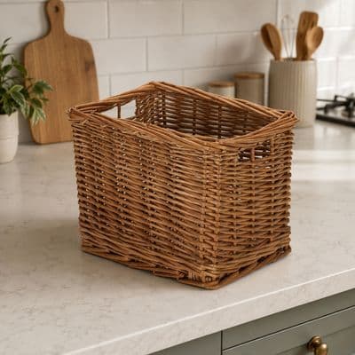 2 Pack Cotswolds Deep Wicker Storage Organiser Basket 24cm