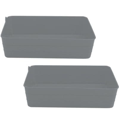 2 Pack Grey Plastic A4 Letter & Paper Filing Tray