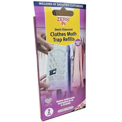 2 Pack Refills Hanging Sticky Wardrobe Clothes Moth Trap by Zero In