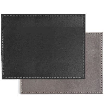 2 Pack Reversible Black Grey Leatherette Rectangle Placemats