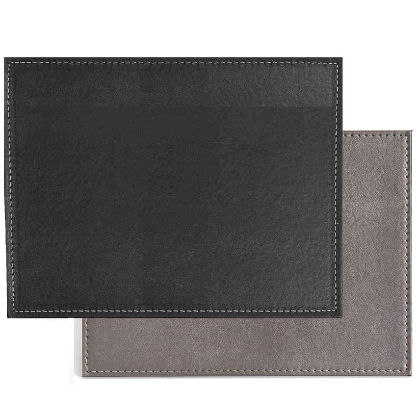 2 Pack Reversible Black Grey Leatherette Rectangle Placemats