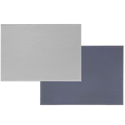 2 Pack Reversible Grey Faux Leather Rectangle Placemats