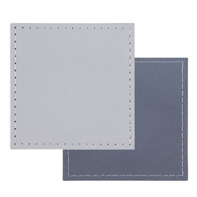 2 Pack Square Reversible 2 Tone Grey Leatherette Faux Leather Coasters