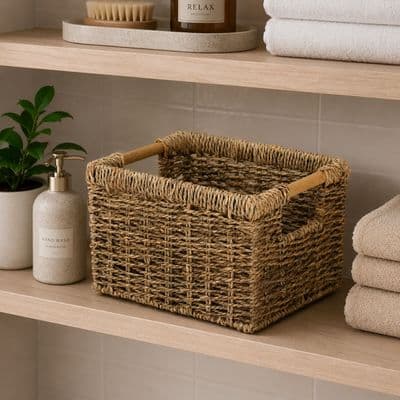 2 Pack Willowdale Seagrass Storage Organiser Basket 24cm