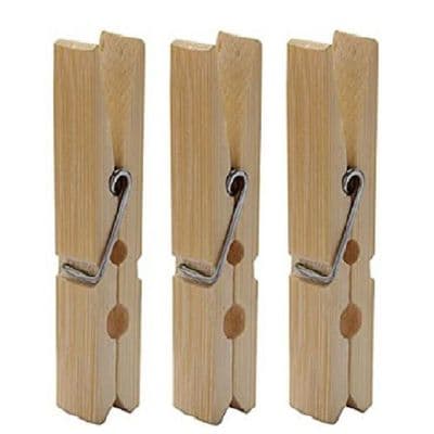 20 Pack Large Bamboo Clothes Pegs