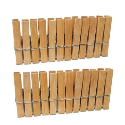24 Pack Eco Friendly Bamboo Clothes Pegs