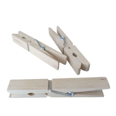 24 Pack Large 9cm Rot Proof Hardwood Wooden Clothes Pegs