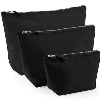 3 Black Canvas Makeup Clutch Bag Set