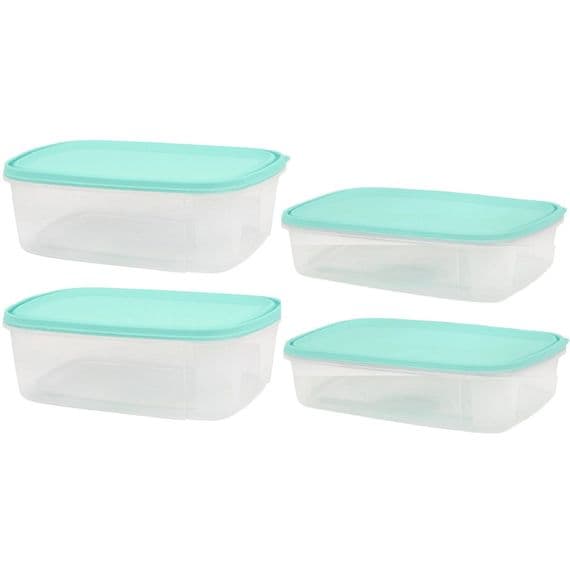 4 Pack 1L & 2L BPA Free Clear Plastic Food Storage Containers
