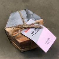 4 Pack Hexagon Marble & Acacia Wood Coasters