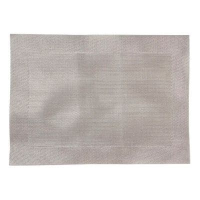 4 Pack Large Silver Woven Vinyl Placemats