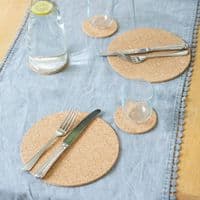 4 Pack Round Natural Cork Placemats 20cm