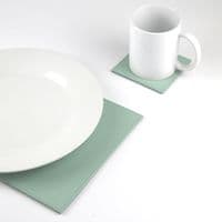 4 Pack Square Reversible 2 Tone Grey Leatherette Faux Leather Coasters