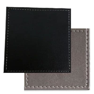 4 Pack Square Reversible Black Leatherette Faux Leather Coasters