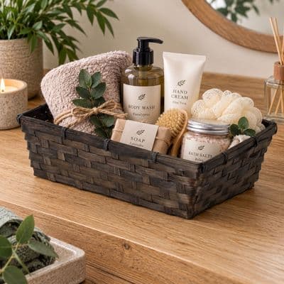 4 Pack Willowdale Black Bamboo Wicker Presentation Basket 32cm