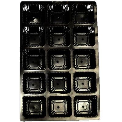 5 Pack Black Plastic 15 Cell Seed Tray Inserts