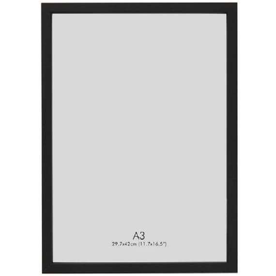 A3 Black Safety Plastic Picture Poster & Double Certificate Frame