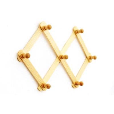 Adjustable Wooden Accordion  Coat Clothes & Towel Hooks