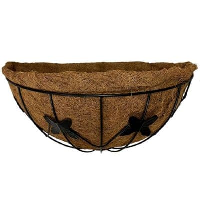 Black Metal 40cm Butterfly Wall Basket with Liner