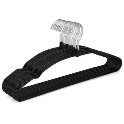 Black Non Slip Coated Metal Coat Hangers 10 Pack