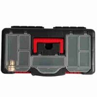 Black Plastic Toolbox with Lid Compartments & Tray