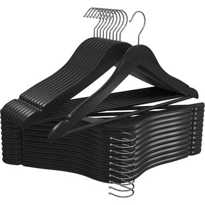 Black Wooden Clothes Hangers 20 Pack