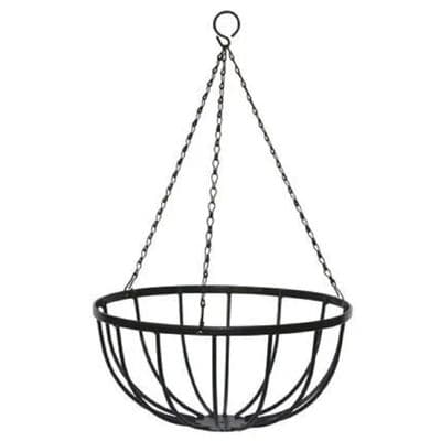 Black Wrought Iron Metal Hanging Basket 12"