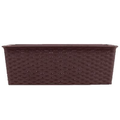 Brown 30cm Plastic Wicker Effect Window Box Trough Planter