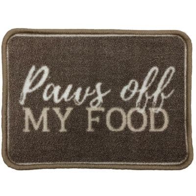 Brown Paws Off Cat or Small Dog Double Feeding Bowl Mat