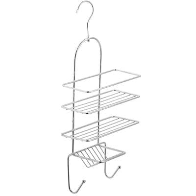 Chrome Hanging Shower Caddy Basket Rack with Soap Holder & Hooks